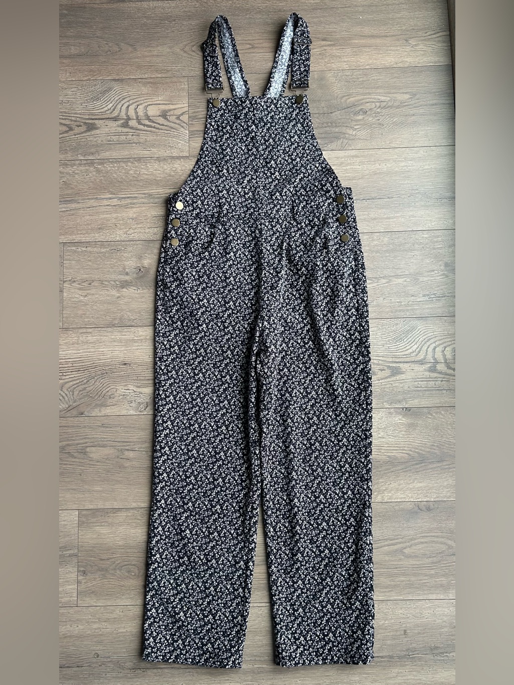 Piper & Scoot Floral Print Micro-Corsuroy Overalls Nwt